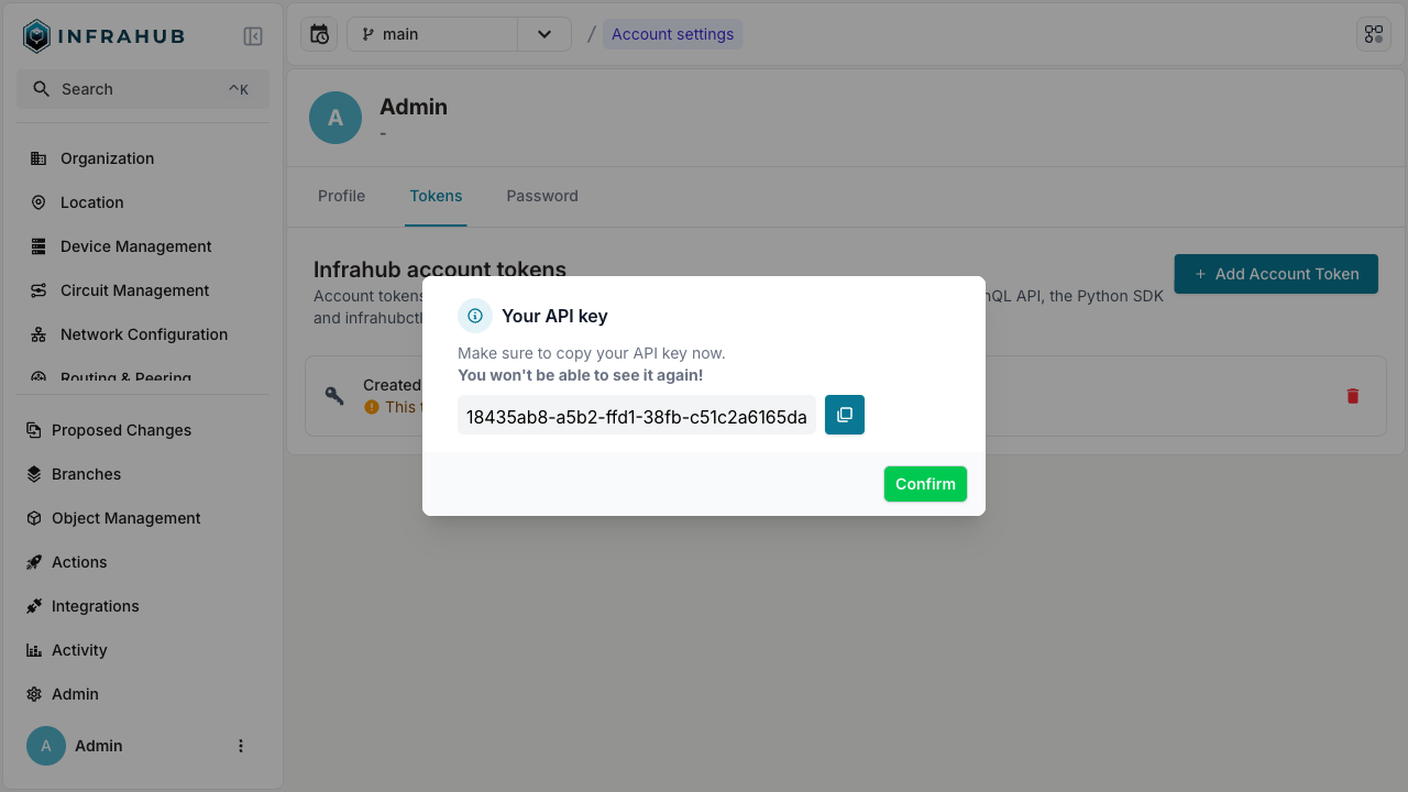 Copy API Token